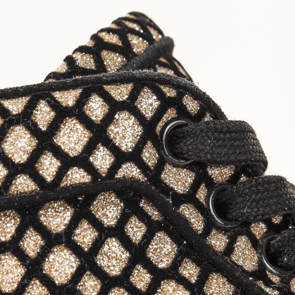 Christian Louboutin Rantus Orlato Black Glitter Gold High-Top Sneaker - Picture 9 of 11